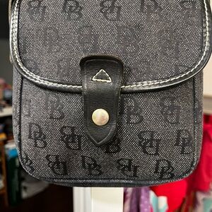 Chic Black and Grey Canvas Dooney & Bourke Crossbody Monogram Bag EUC.